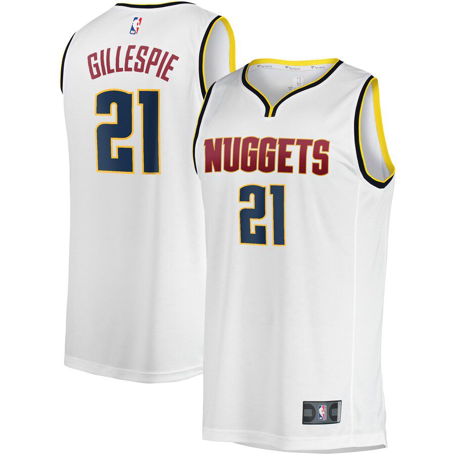 Men Denver Nuggets #21 Collin Gillespie Fanatics Branded White Fast Break Player NBA Jersey